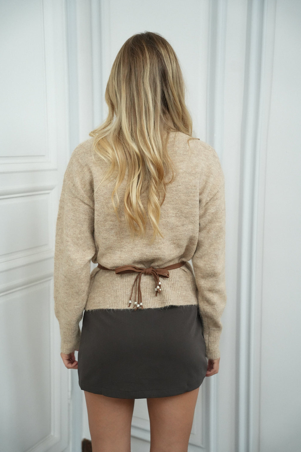 Camila Belted Jumper - Beige