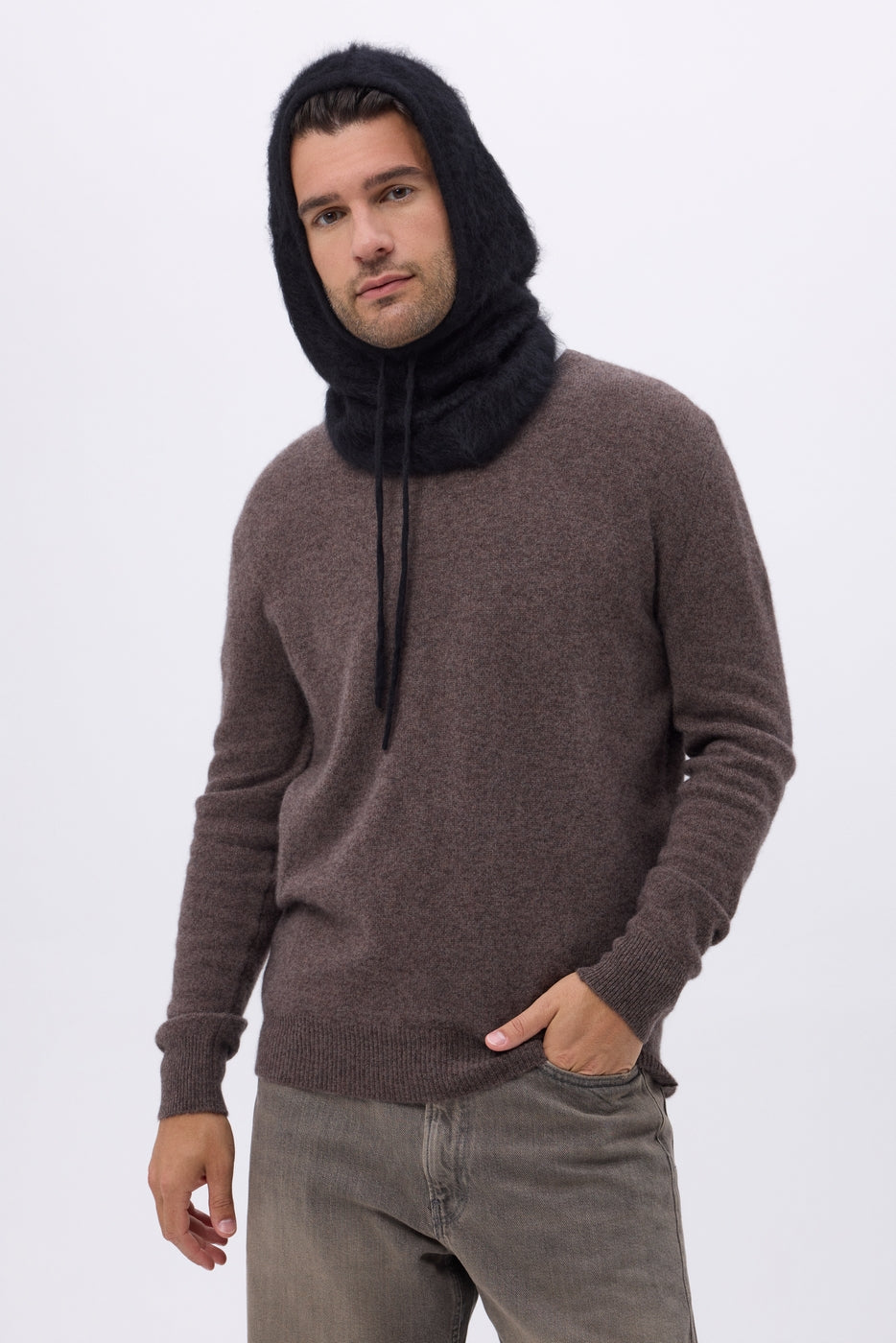 Balaclava – Brushed Cashmere Feather - Noir - Mixte