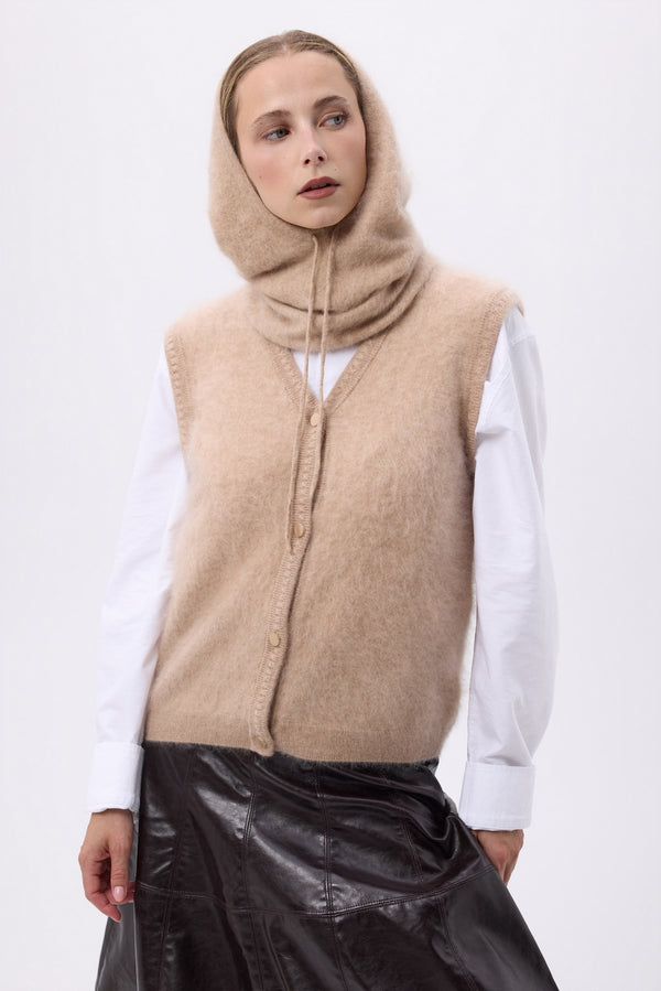 Balaclava – Brushed Cashmere Feather - Beige Creme - Mixte