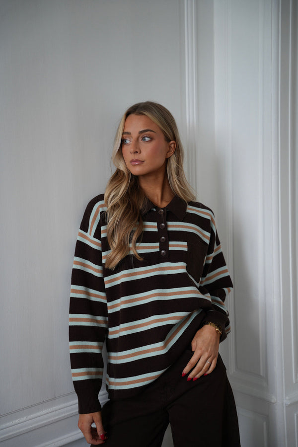Candice Striped Jumper - Chocolate