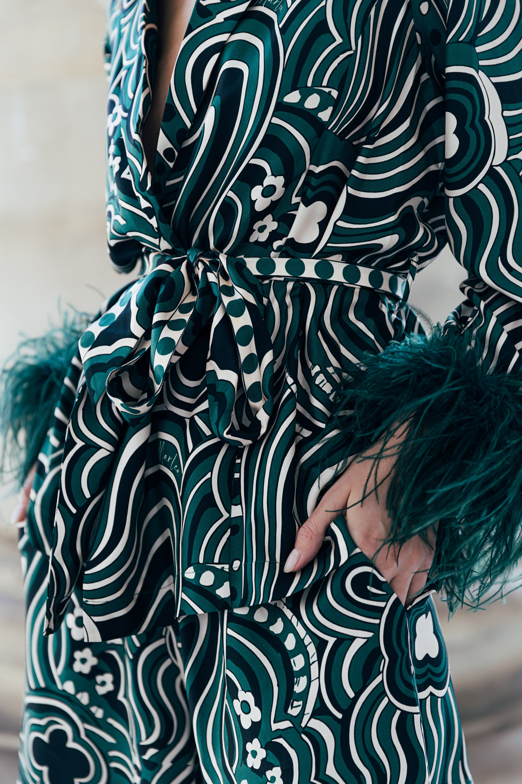 Diane Feather Jacket - Green Cosmic