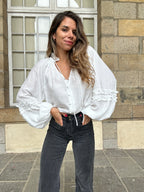 Esmée Ruffled Blouse in Ecru