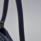 Sac Fendi Baguette Toile Bleu Marine Fermoir Ff Émail Vintage