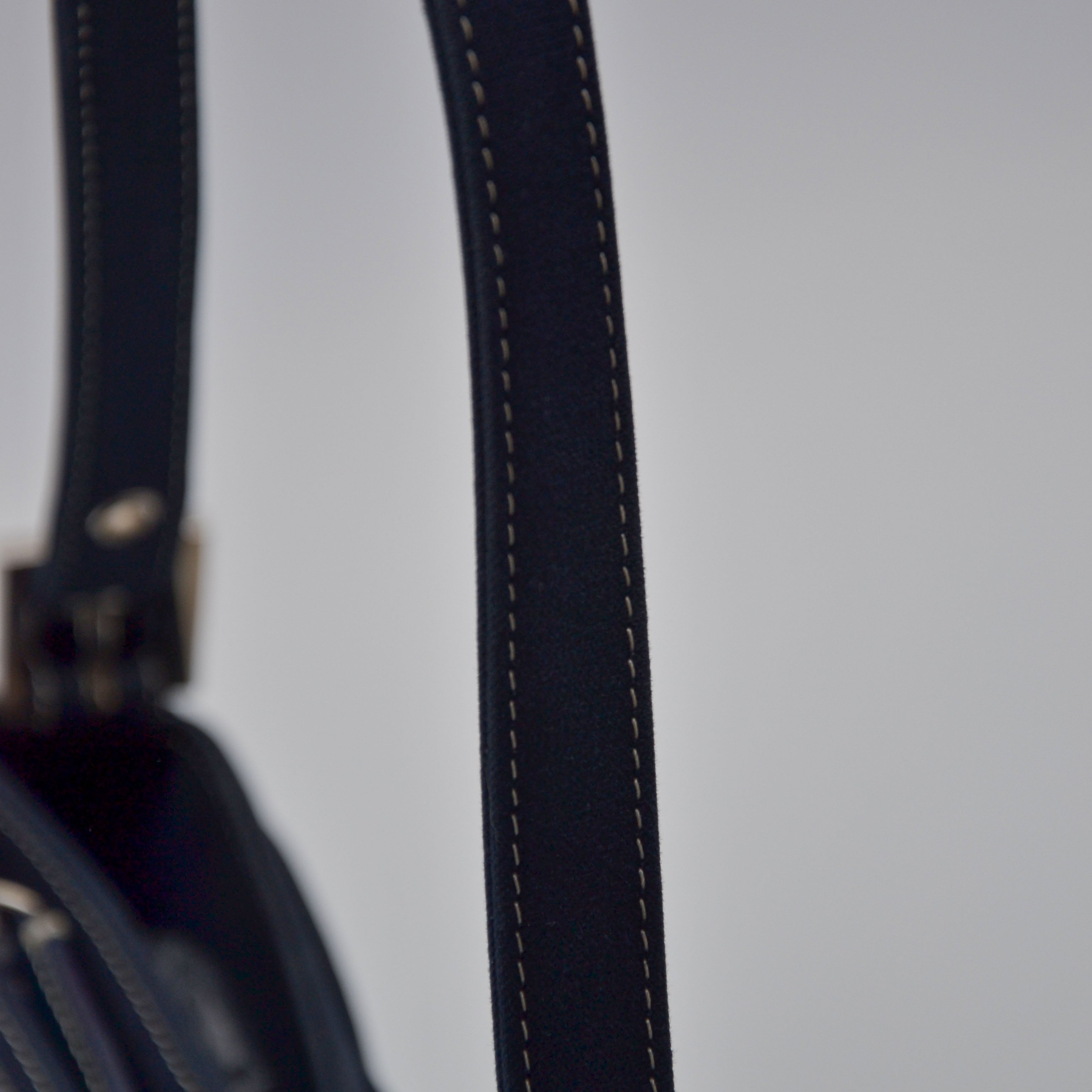 Sac Fendi Baguette Toile Bleu Marine Fermoir Ff Émail Vintage