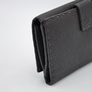 Portefeuille Fendi Selleria Cuir Grainé Gris Anthracite Unisexe