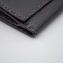 Portefeuille Fendi Selleria Cuir Grainé Gris Anthracite Unisexe