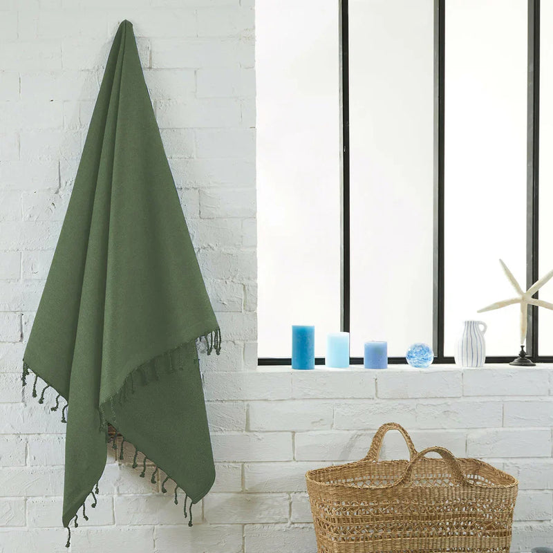 Fouta Eponge Unie Olive - 100 x 200 cm | Towel