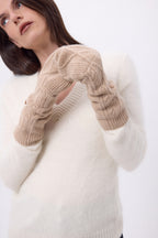 Fergane Flip-Top Fingerless Gloves - Cream Beige - Unisex