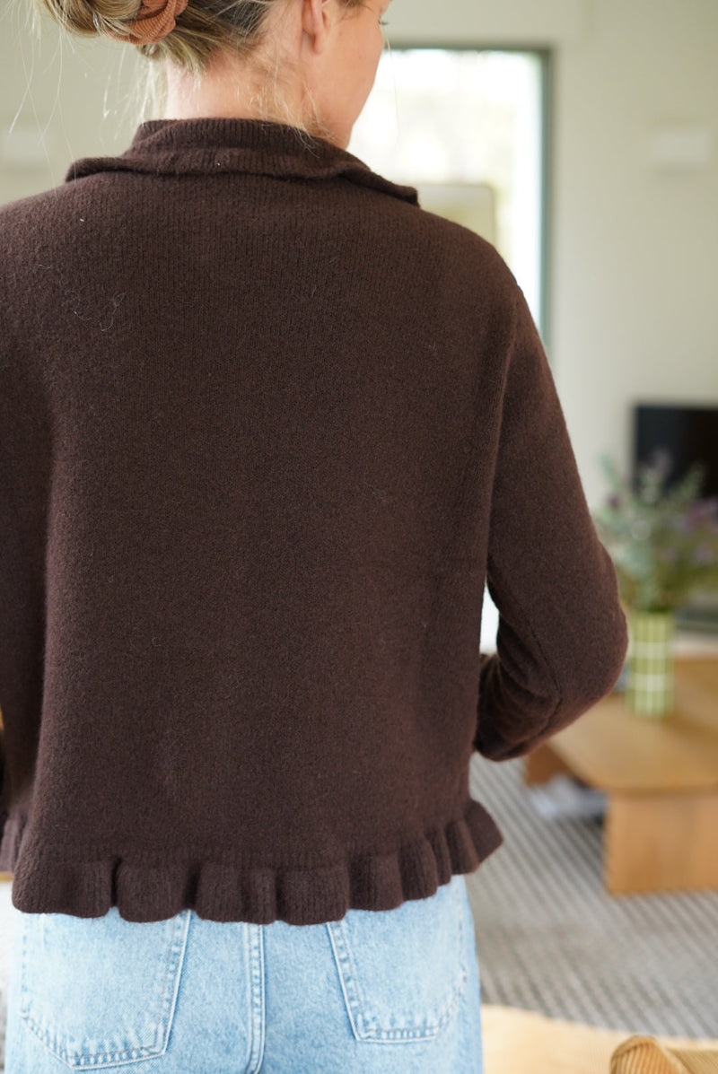 Gilet Paco Col Froufrou Chocolat