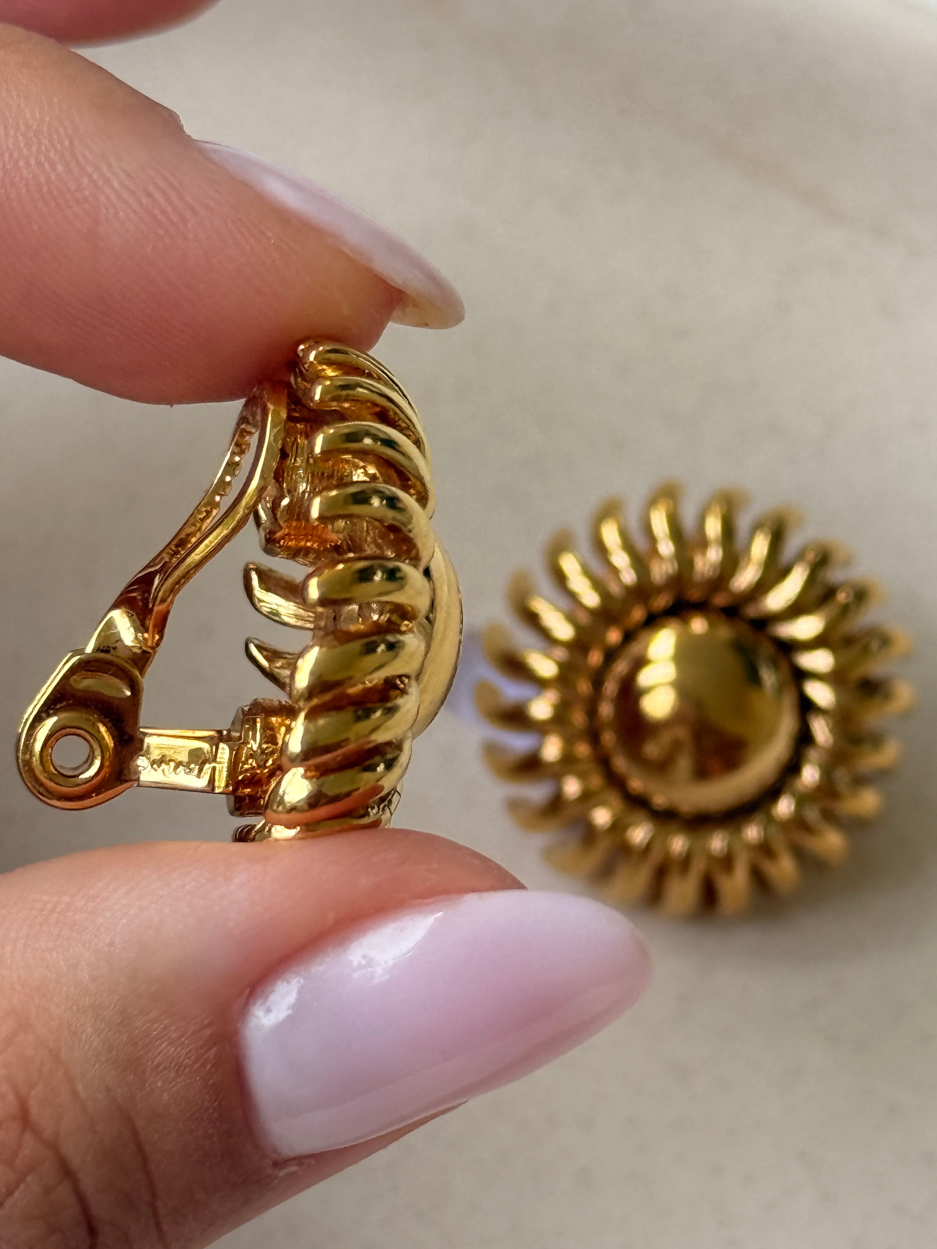 Boucles D’Oreilles Monet Vintage - Soleils Dorés