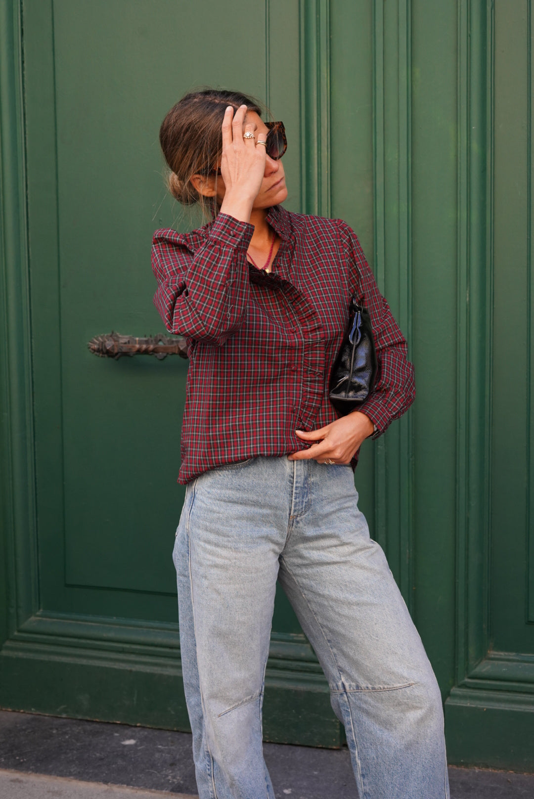 Philippine Checkered Blouse Red/Dark Green