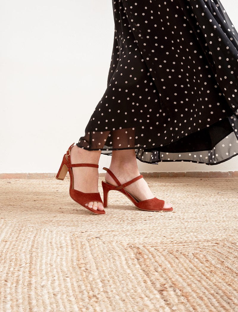 Sandalias tacón Amalia - Cereza quemada - Mujer