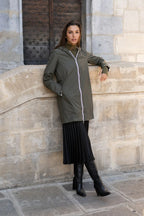 Long Elena Raincoat - Khaki/Gold