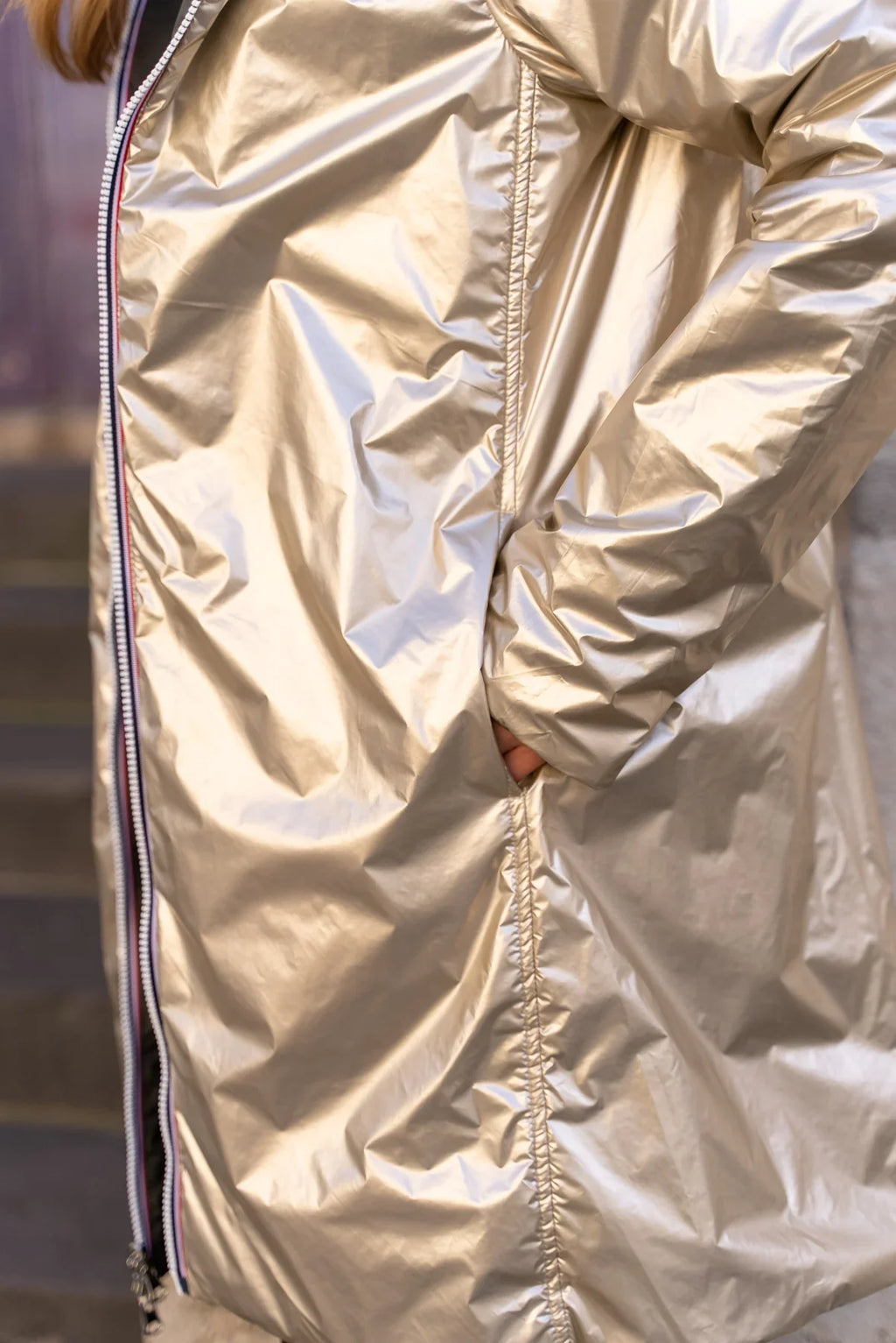 Regenjas Mandy Lang - Khaki/Goud
