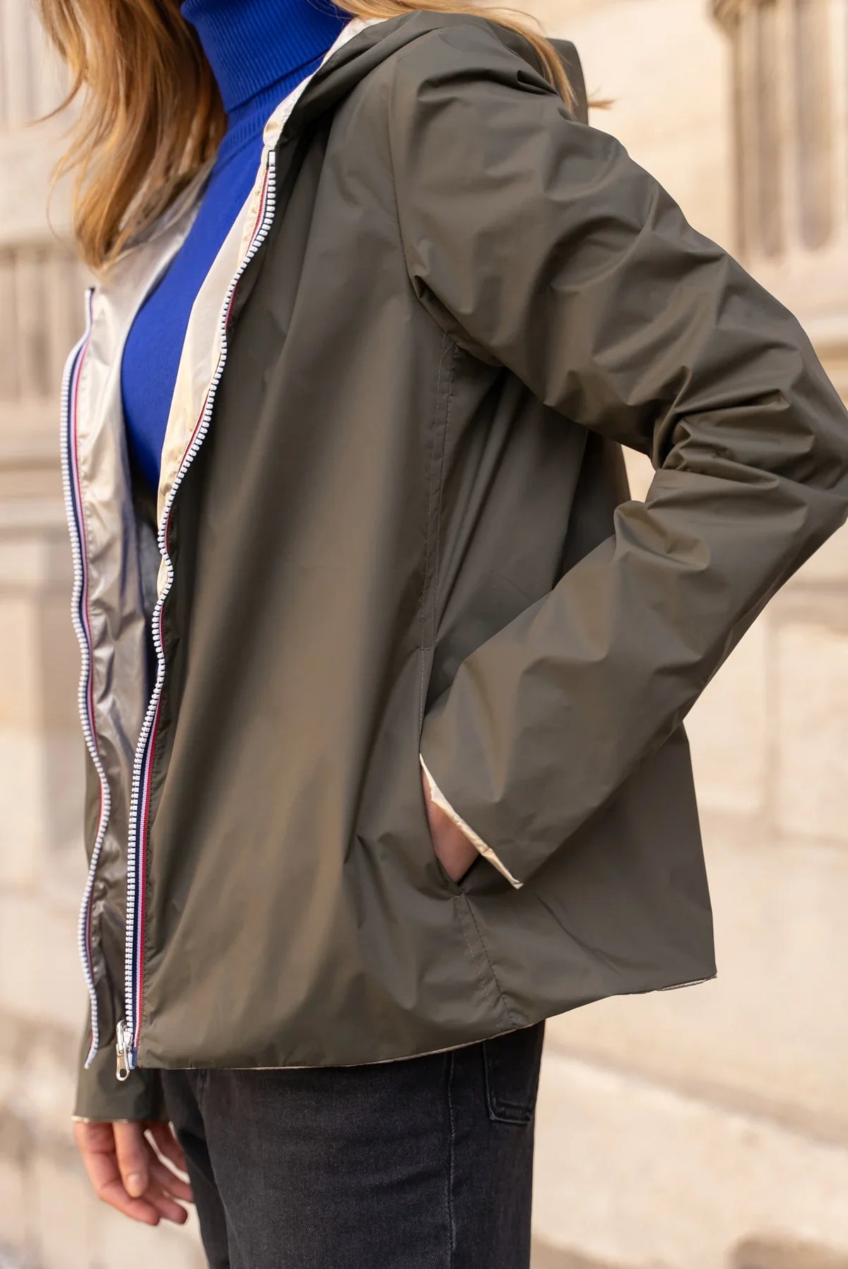 Imperméable Elena Courte - Kaki/Dorée