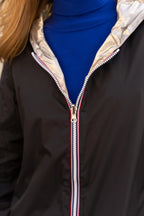 Elena lang regnjakke - Sort/Guld