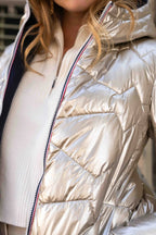 Kurze Daunenjacke Amélia – Marineblau/Gold
