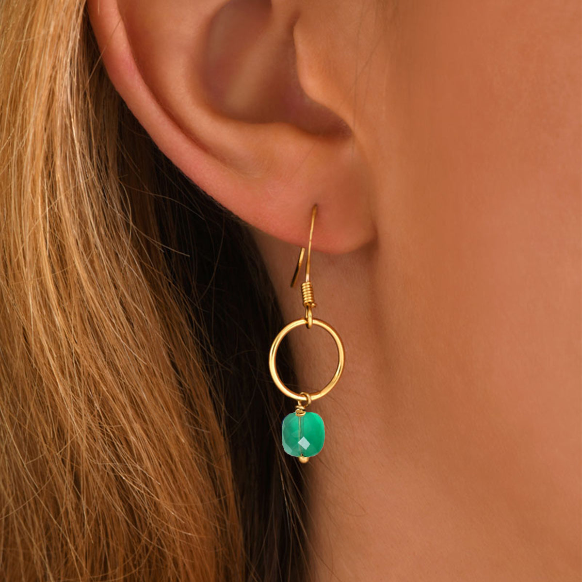 Pendientes de Cuarzo Verde Fiji