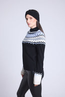 Pull Montant Montagne Filippa - Noir Blanc Bleu Ciel - Femme
