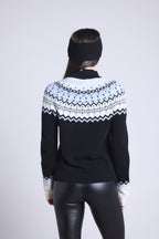 Pull Montant Montagne Filippa - Noir Blanc Bleu Ciel - Femme - Cachemire Et Laine