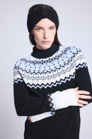 Pull Montant Montagne Filippa - Noir Blanc Bleu Ciel - Femme
