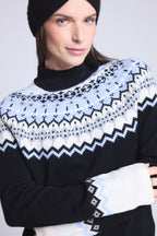 Pull Montant Montagne Filippa - Noir Blanc Bleu Ciel - Femme - Cachemire Et Laine