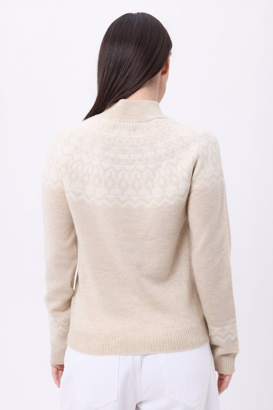 Pull Montant Montagne Filippa - Beige Creme Blanc - Femme