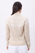 Pull Montant Montagne Filippa - Beige Creme Blanc - Femme