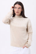 Pull Montant Montagne Filippa - Beige Creme Blanc - Femme