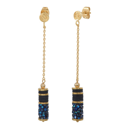 Boucles D'Oreilles Dorées Finerock Bleu