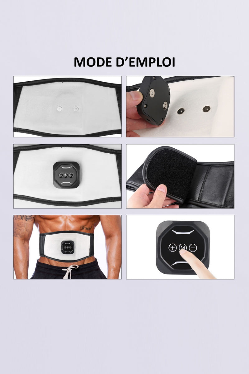 Ceinture Electrostimulation Musculaire Abdominale - Blanc