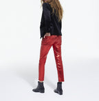 The Kooples - Vaquero Slim Revestido Rojo - Mujer