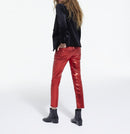 Jean Slim Enduit Rouge - Femme