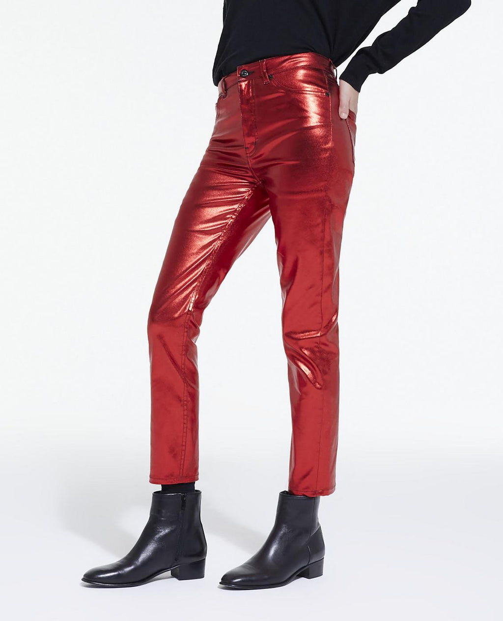 The Kooples - Vaquero Slim Revestido Rojo - Mujer