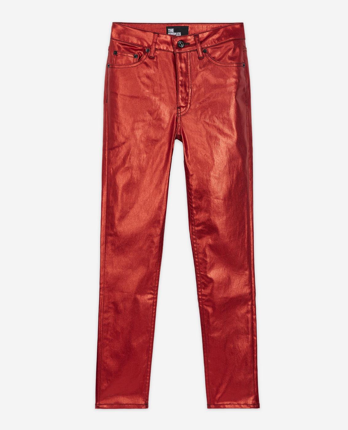 The Kooples - Vaquero Slim Revestido Rojo - Mujer