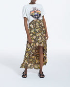 The Kooples - Asymmetric Floral Skirt with Ruffles - Black - Women