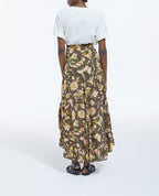 The Kooples - Asymmetric Floral Skirt with Ruffles - Black - Women
