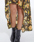 The Kooples - Asymmetric Floral Skirt with Ruffles - Black - Women
