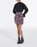 Falda corta de seda con estampado floral - Mujer