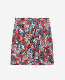 Falda corta de seda con estampado floral - Mujer