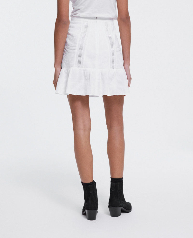 Jupe Courte Écrue Coton Broderie Anglaise - Femme