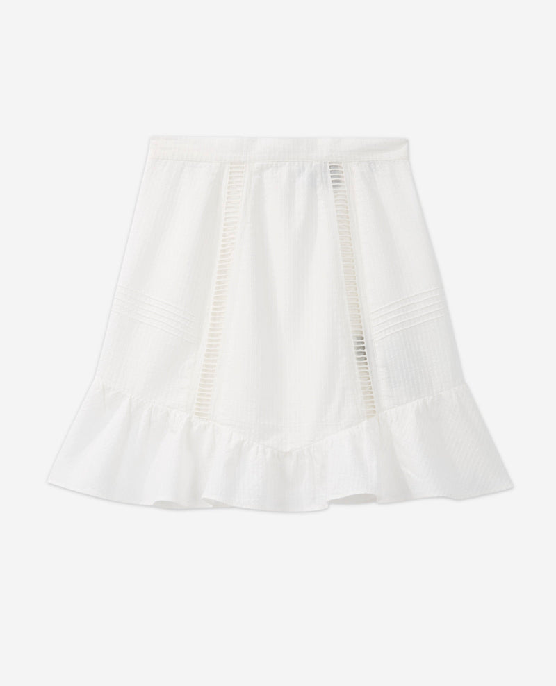 Jupe Courte Écrue Coton Broderie Anglaise - Femme