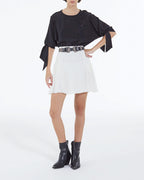 The Kooples - Jupe Soie Écrue Courte Détail Gallon - Femme