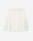 Short Ecru Silk Skirt with Gallon Detail - Women