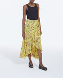 Long Wrap Skirt With Yellow Flowers - Women