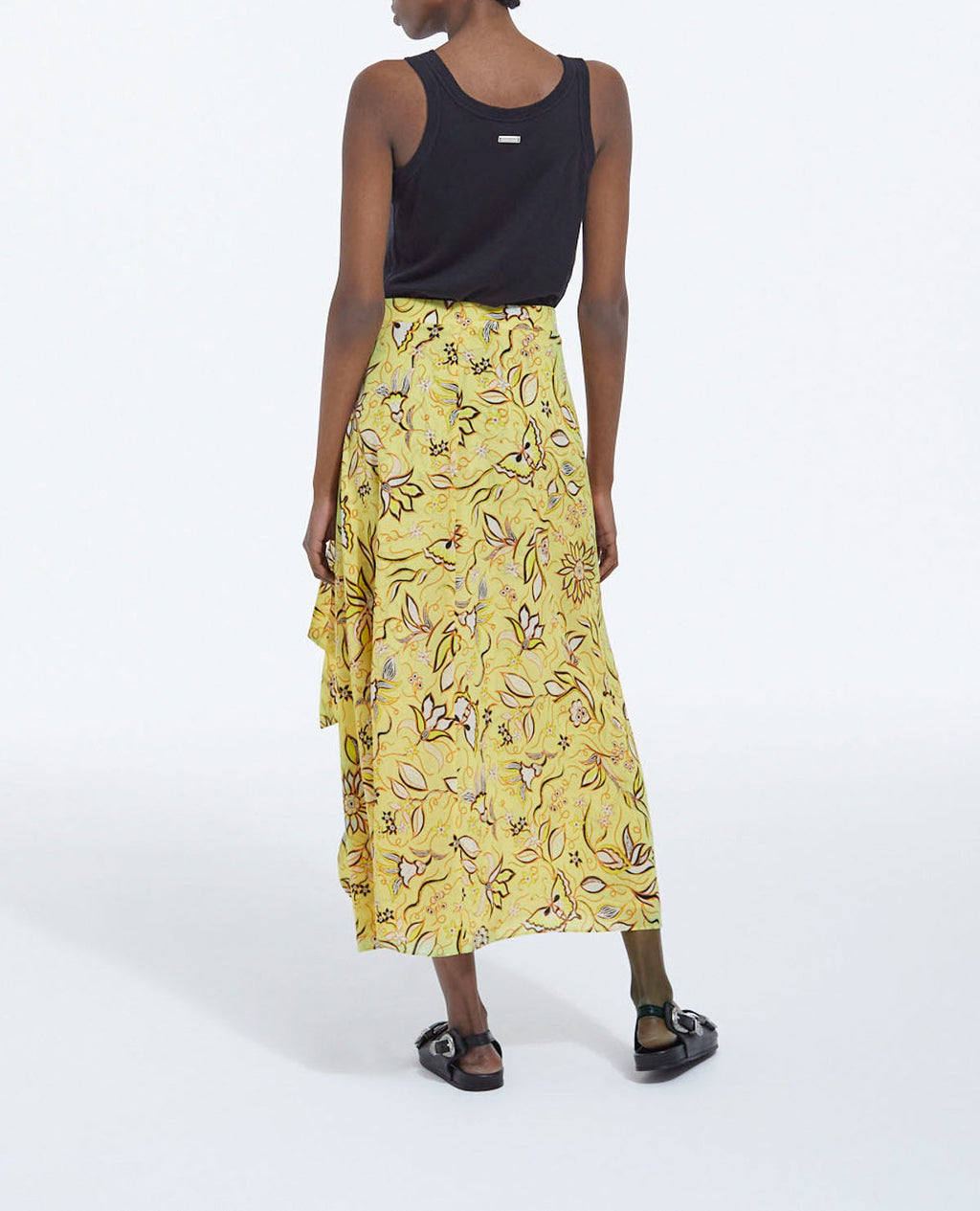 The Kooples - Jupe Longue Portefeuille À Fleurs Jaunes - Femme