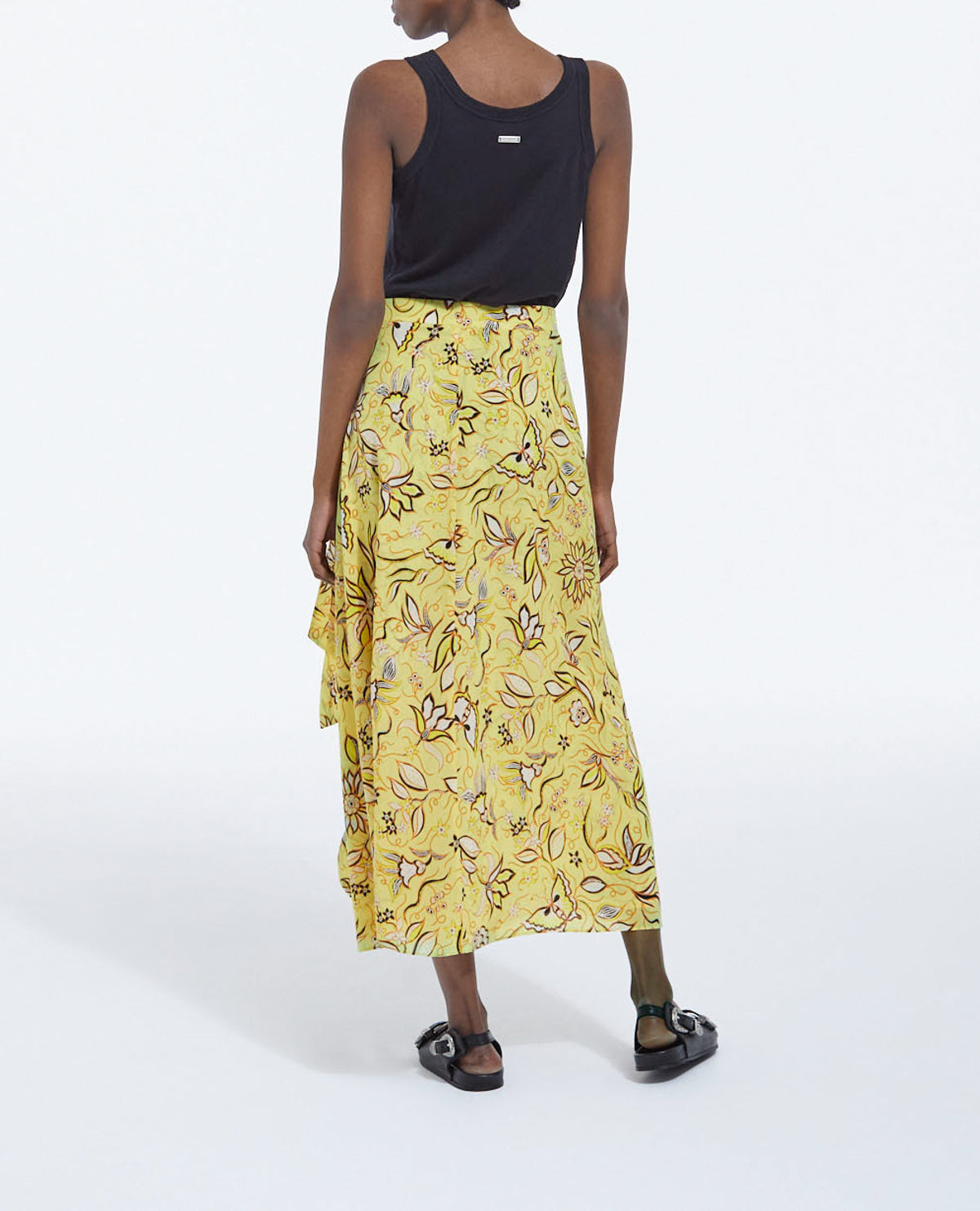 The Kooples - Jupe Longue Portefeuille À Fleurs Jaunes - Femme