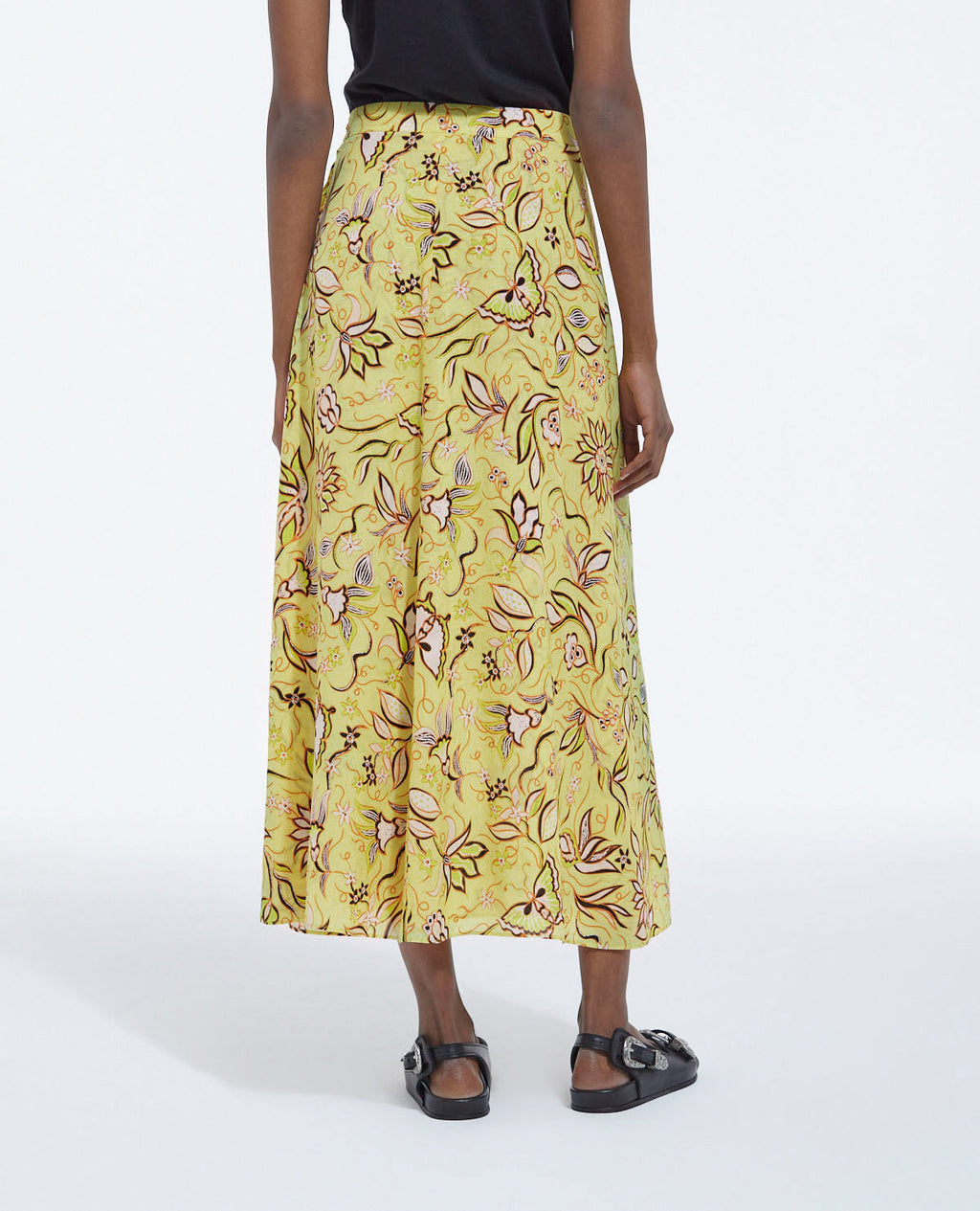 The Kooples - Jupe Longue Portefeuille À Fleurs Jaunes - Femme
