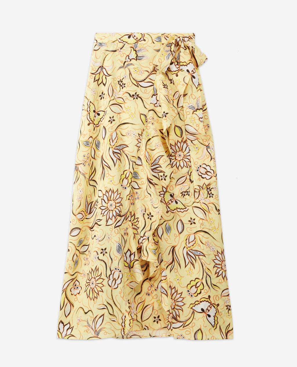 The Kooples - Jupe Longue Portefeuille À Fleurs Jaunes - Femme