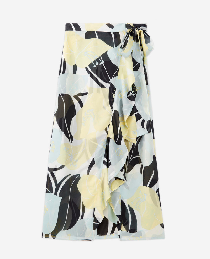 Jupe Habillée Verte Longue À Motif Fleuri - Femme